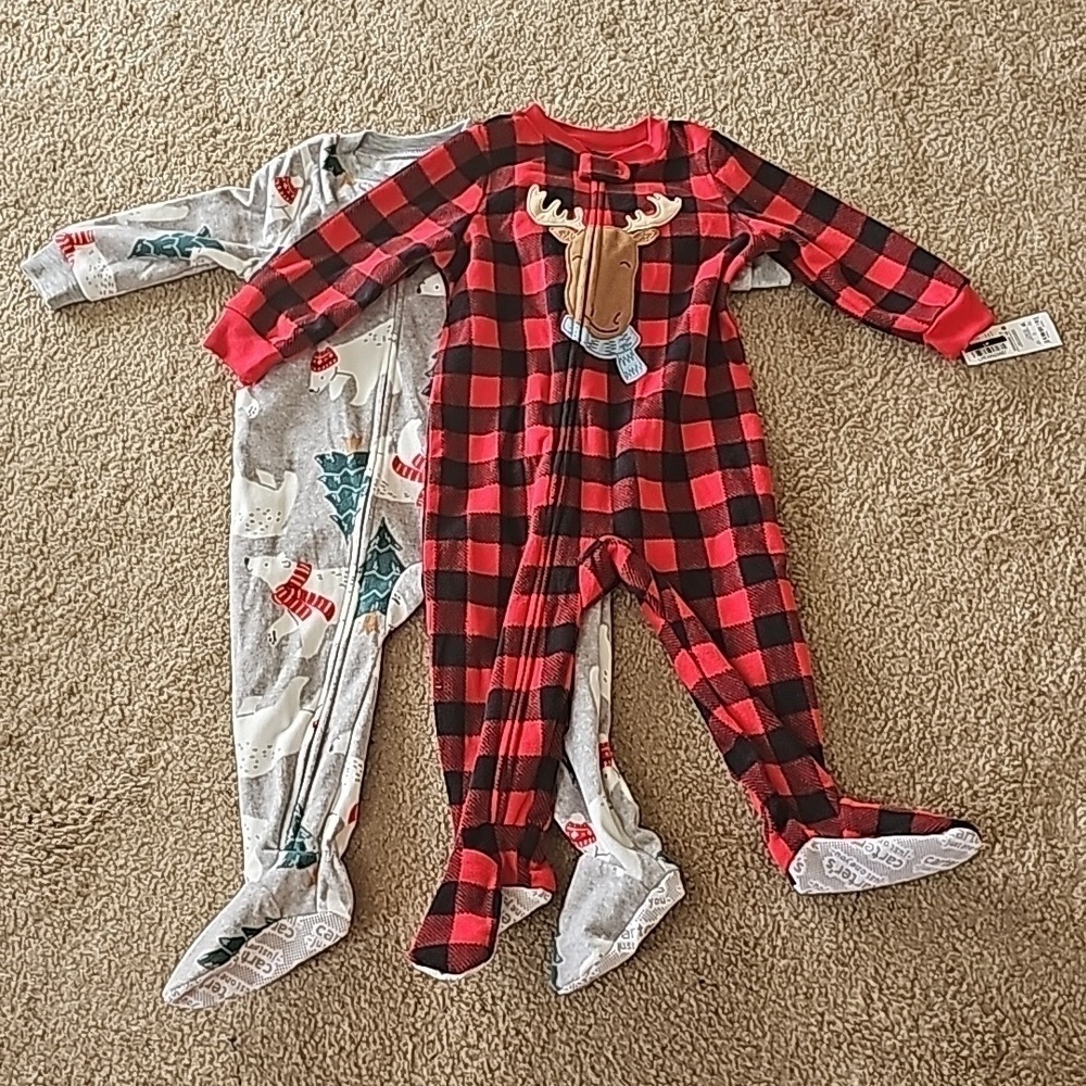Carters Boys 18 Months Fleece Zip Up Sleeper Set NEW